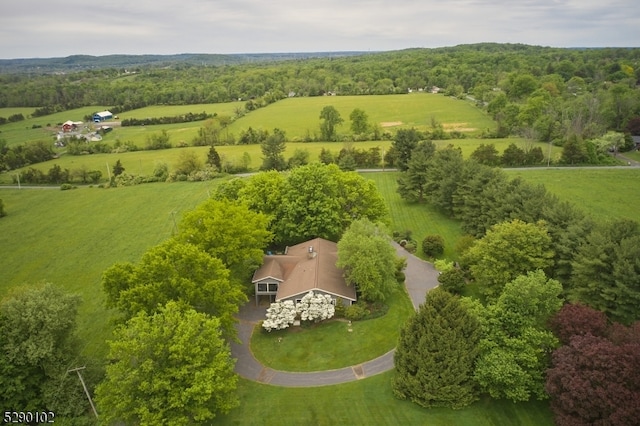 birds eye view of property featuring a rural view