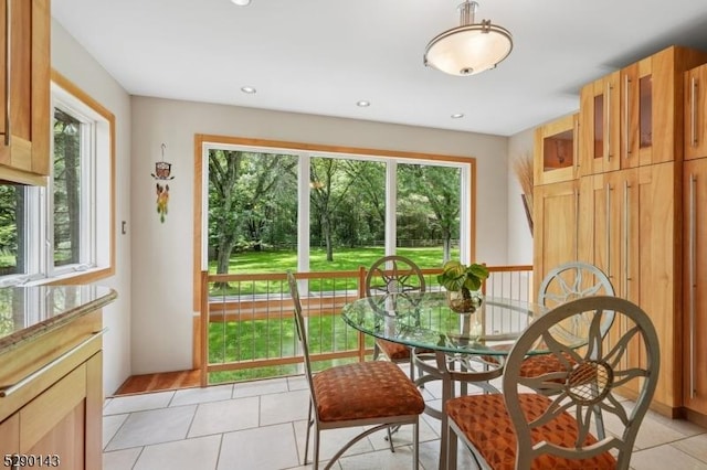 268 Stonehouse Rd, Bernards Twp, NJ 07920 - dining area featuring light tile patterned floors and recessed lighting