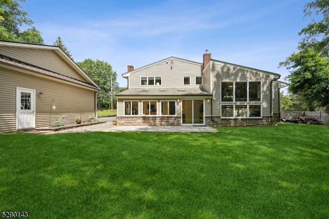 268 Stonehouse Rd, Bernards Twp, NJ 07920 - back of house featuring a chimney and stone siding