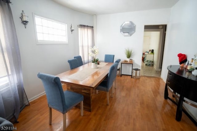 dining area featuring wood-type flooring