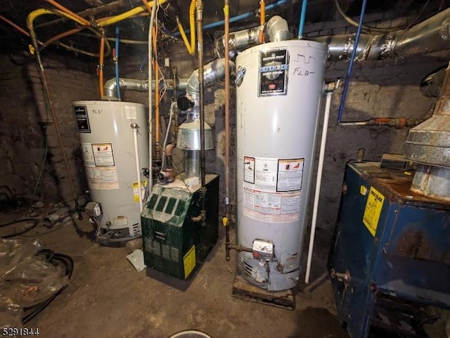 utility room with gas water heater