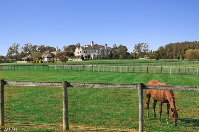 view of yard with a rural view