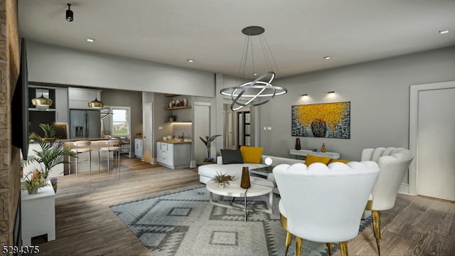 dining space featuring hardwood / wood-style floors