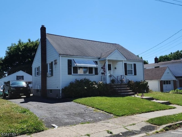 bungalow with a front lawn