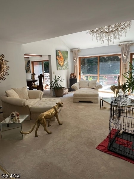 carpeted living room featuring a wealth of natural light