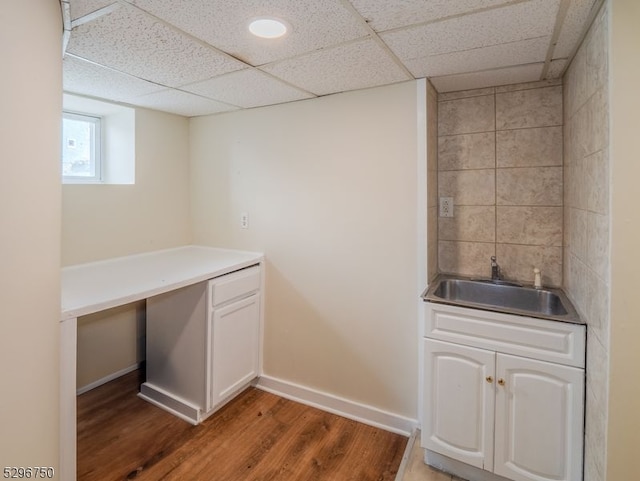 washroom featuring wood-type flooring and sink