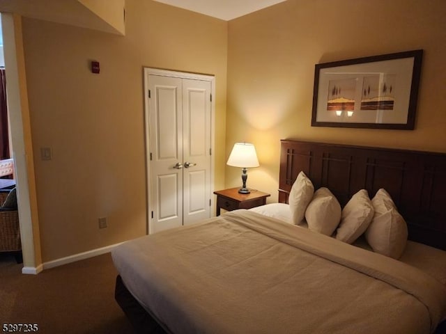 carpeted bedroom featuring a closet