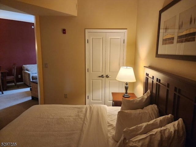 bedroom featuring carpet floors and a closet