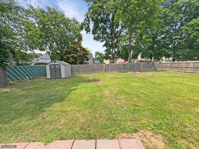 view of yard with a storage shed