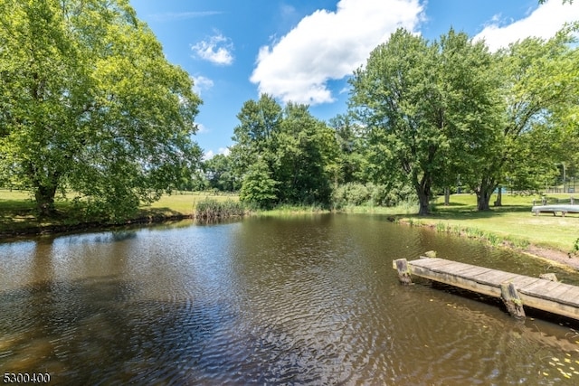 view of dock featuring a water view