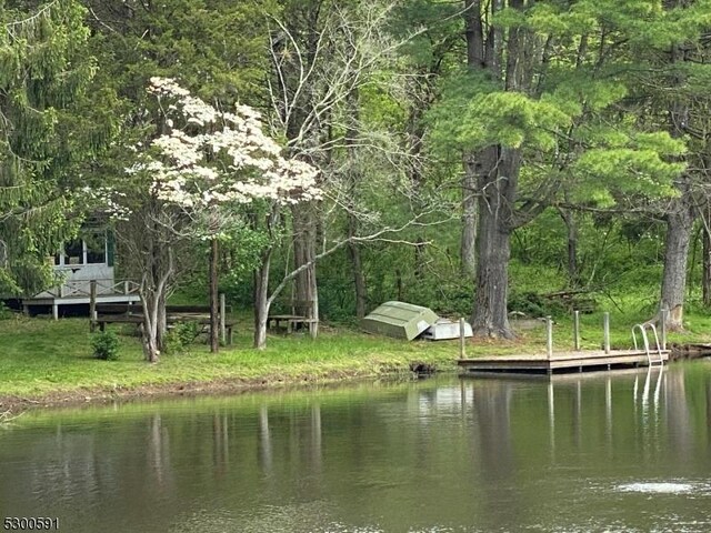 view of yard with a water view