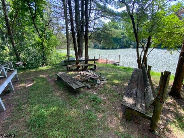 water view with a boat dock