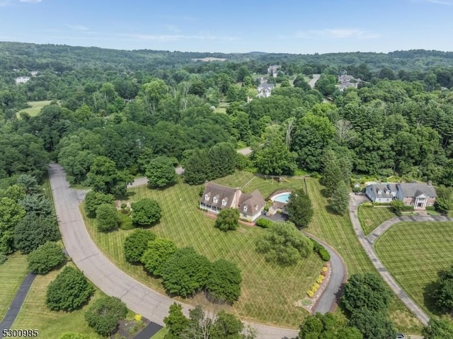 bird's eye view with a view of trees