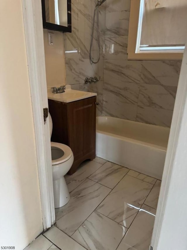 70 Campfield St, Irvington Twp, NJ 07111 - bathroom with marble finish floor, shower / washtub combination, toilet, and vanity