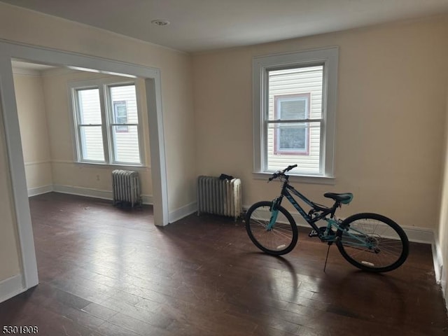 70 Campfield St, Irvington Twp, NJ 07111 - miscellaneous room with radiator, dark wood-style floors, and baseboards