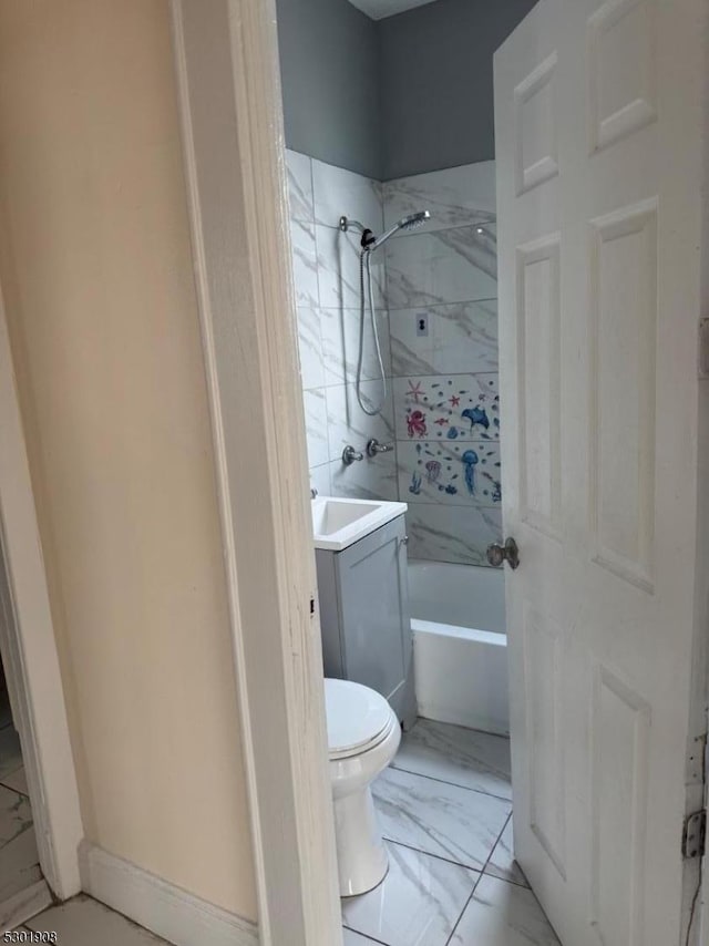 70 Campfield St, Irvington Twp, NJ 07111 - full bath featuring marble finish floor, toilet, vanity, and shower / bathing tub combination