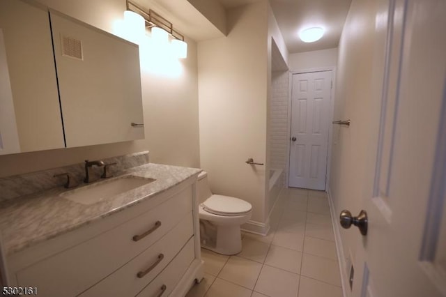 203 Jamestown Rd, Bernards Twp, NJ 07920 - bathroom with tile patterned flooring, toilet, vanity, a tub to relax in, and a shower