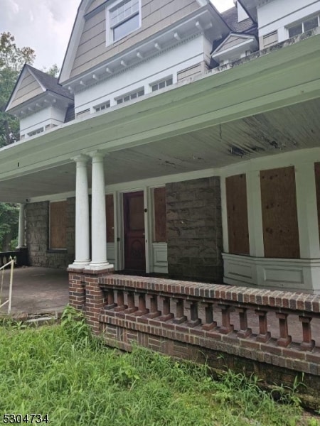 exterior space with covered porch