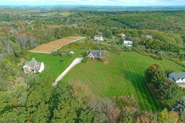 aerial view with a rural view