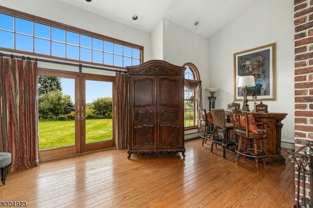 interior space featuring a wealth of natural light and light hardwood / wood-style floors