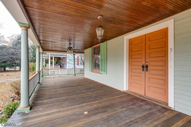 wooden deck with covered porch