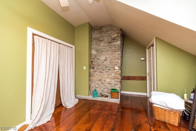 additional living space with lofted ceiling and wood-type flooring