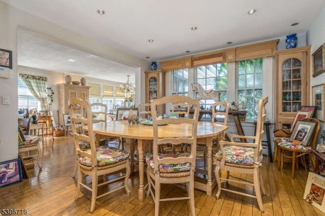 dining area with wood-type flooring