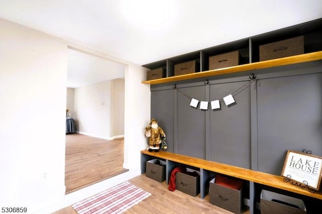 mudroom with light wood-type flooring