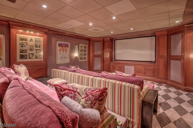 cinema room featuring crown molding