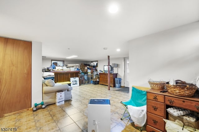 office area with light tile patterned flooring