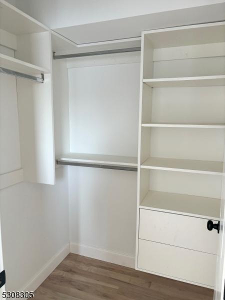 walk in closet featuring wood finished floors