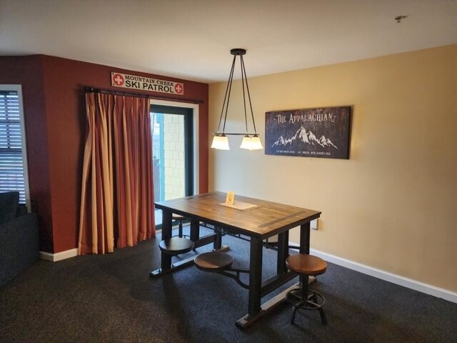 dining area featuring carpet flooring