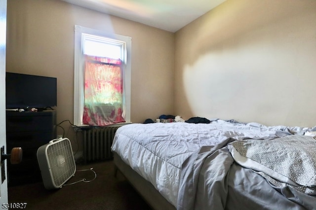 bedroom with radiator heating unit