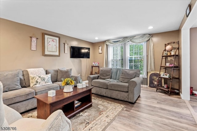 living room with light wood-type flooring