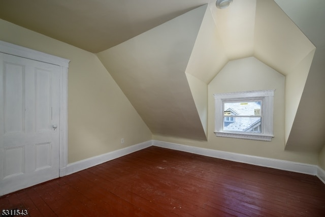 additional living space featuring lofted ceiling and wood-type flooring