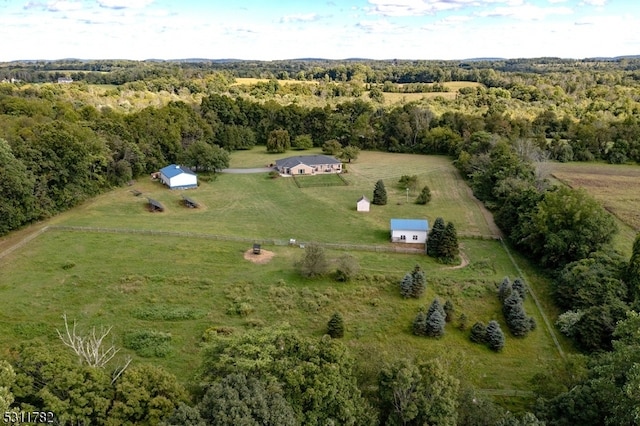 drone / aerial view with a rural view