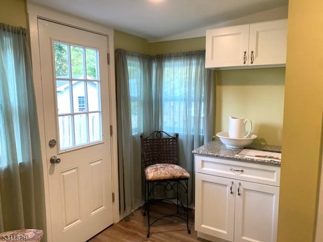 entryway with light hardwood / wood-style floors