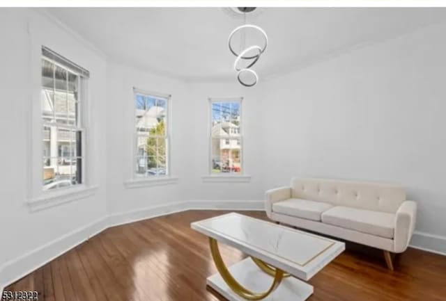 living room featuring dark hardwood / wood-style floors