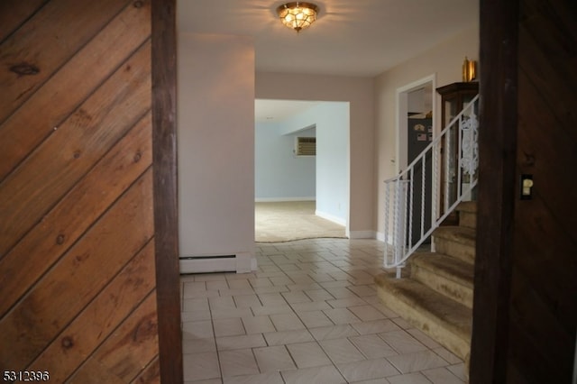 corridor featuring a baseboard radiator