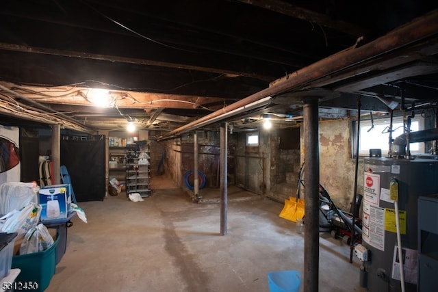 basement with water heater