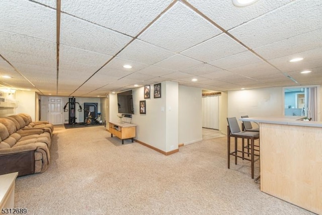 living room with carpet flooring