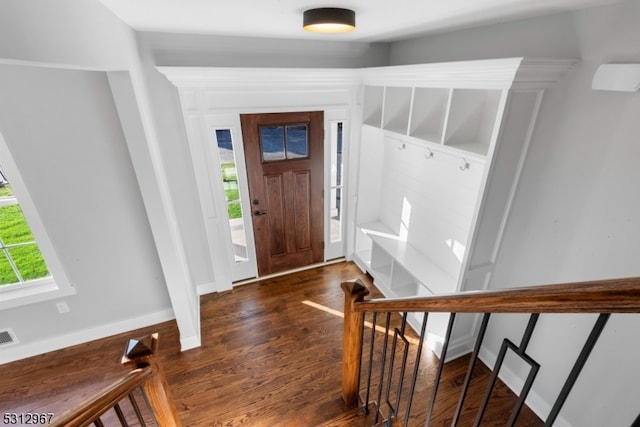 entryway with dark hardwood / wood-style floors