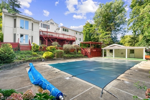 view of pool featuring a deck