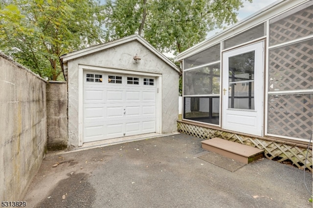 view of garage