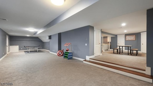 basement with carpet floors