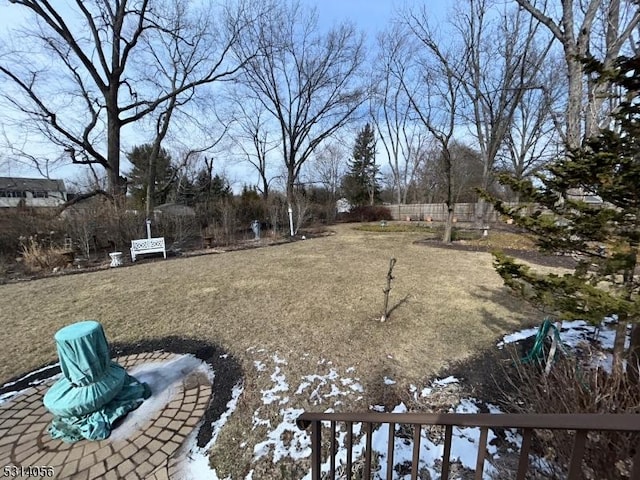 view of yard covered in snow