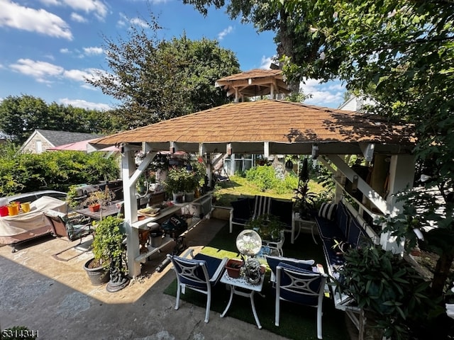 view of patio / terrace with a gazebo