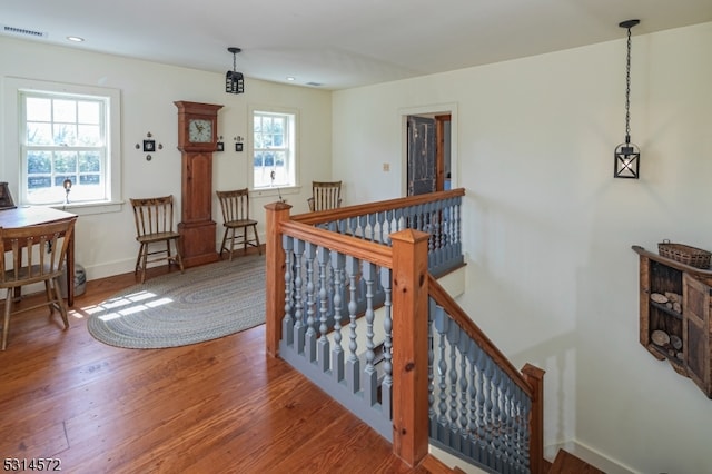 corridor with hardwood / wood-style flooring and a wealth of natural light