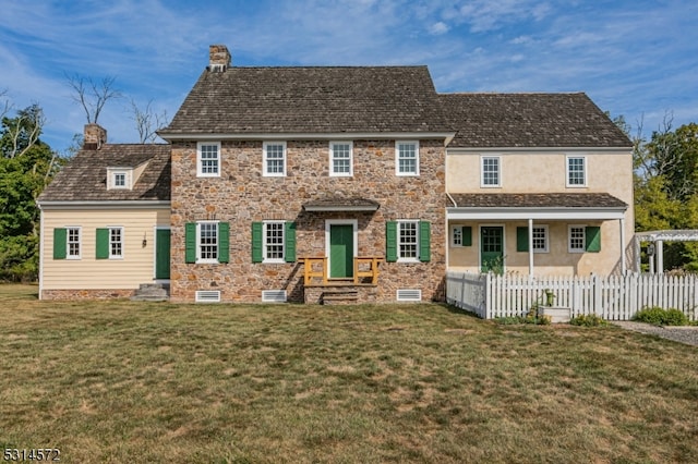 colonial house with a front lawn