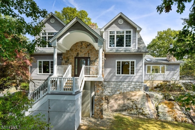 view of front of home with cooling unit